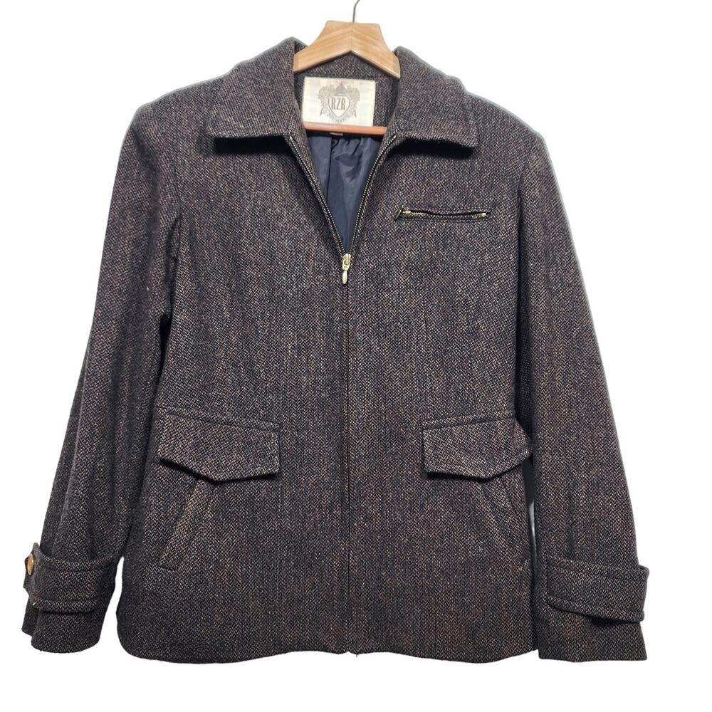 R.Z.R. Weatherwise Dark Brown Wool Jacket Size 7/8